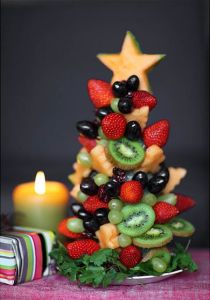 Arbol de frutas postre manteles de Navidad